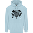 Tribal Bull Skull Buffalo Childrens Kids Hoodie Light Blue