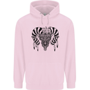 Tribal Bull Skull Buffalo Childrens Kids Hoodie Light Pink