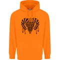 Tribal Bull Skull Buffalo Childrens Kids Hoodie Orange