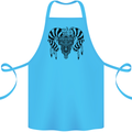 Tribal Bull Skull Buffalo Cotton Apron 100% Organic Turquoise