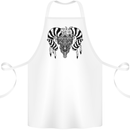 Tribal Bull Skull Buffalo Cotton Apron 100% Organic White