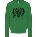 Tribal Bull Skull Buffalo Kids Sweatshirt Jumper Irish Green