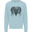 Tribal Bull Skull Buffalo Kids Sweatshirt Jumper Light Blue