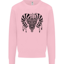 Tribal Bull Skull Buffalo Kids Sweatshirt Jumper Light Pink