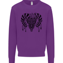 Tribal Bull Skull Buffalo Kids Sweatshirt Jumper Purple