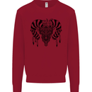 Tribal Bull Skull Buffalo Kids Sweatshirt Jumper Red