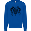 Tribal Bull Skull Buffalo Kids Sweatshirt Jumper Royal Blue