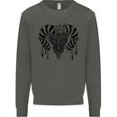 Tribal Bull Skull Buffalo Kids Sweatshirt Jumper Storm Grey
