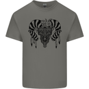Tribal Bull Skull Buffalo Kids T-Shirt Childrens Charcoal