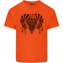 Tribal Bull Skull Buffalo Kids T-Shirt Childrens Orange