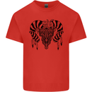Tribal Bull Skull Buffalo Kids T-Shirt Childrens Red