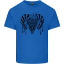 Tribal Bull Skull Buffalo Kids T-Shirt Childrens Royal Blue