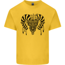 Tribal Bull Skull Buffalo Kids T-Shirt Childrens Yellow