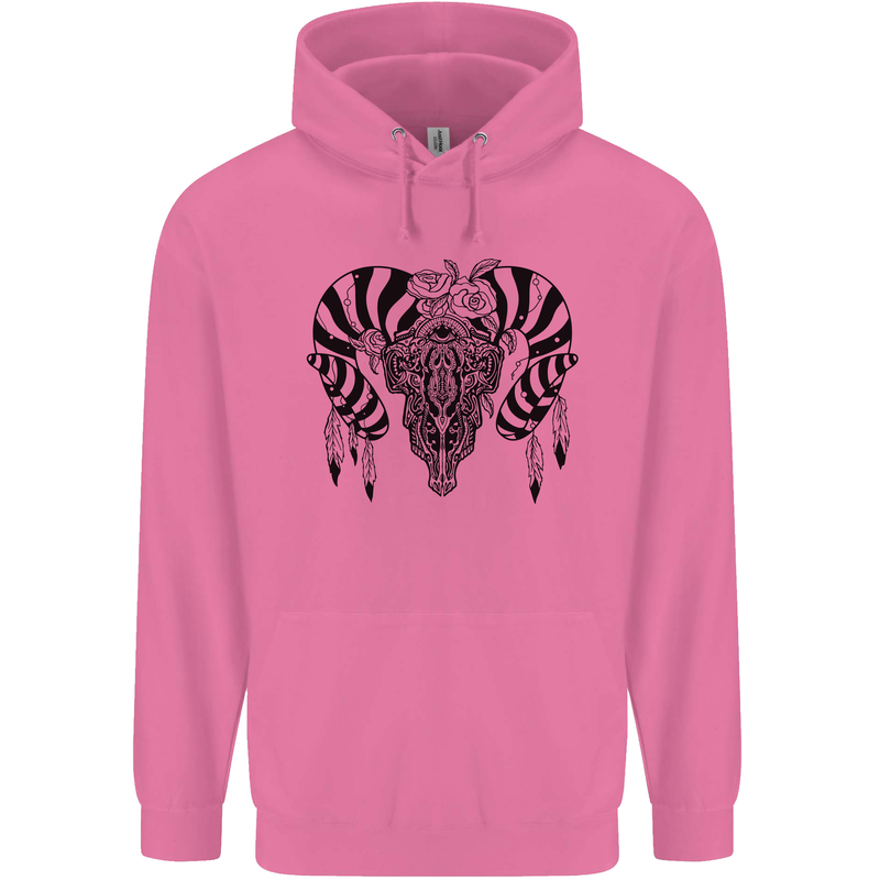 Tribal Bull Skull Buffalo Mens 80% Cotton Hoodie Azelea