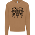 Tribal Bull Skull Buffalo Mens Sweatshirt Jumper Caramel Latte
