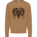 Tribal Bull Skull Buffalo Mens Sweatshirt Jumper Caramel Latte