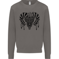 Tribal Bull Skull Buffalo Mens Sweatshirt Jumper Charcoal