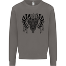 Tribal Bull Skull Buffalo Mens Sweatshirt Jumper Charcoal