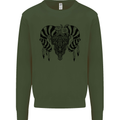 Tribal Bull Skull Buffalo Mens Sweatshirt Jumper Forest Green