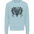 Tribal Bull Skull Buffalo Mens Sweatshirt Jumper Light Blue