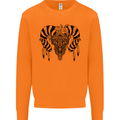 Tribal Bull Skull Buffalo Mens Sweatshirt Jumper Orange