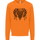 Tribal Bull Skull Buffalo Mens Sweatshirt Jumper Orange