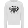 Tribal Bull Skull Buffalo Mens Sweatshirt Jumper White