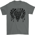 Tribal Bull Skull Buffalo Mens T-Shirt 100% Cotton Charcoal