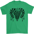 Tribal Bull Skull Buffalo Mens T-Shirt 100% Cotton Irish Green
