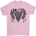 Tribal Bull Skull Buffalo Mens T-Shirt 100% Cotton Light Pink