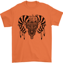 Tribal Bull Skull Buffalo Mens T-Shirt 100% Cotton Orange