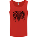 Tribal Bull Skull Buffalo Mens Vest Tank Top Red