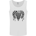 Tribal Bull Skull Buffalo Mens Vest Tank Top White