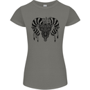 Tribal Bull Skull Buffalo Womens Petite Cut T-Shirt Charcoal