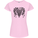 Tribal Bull Skull Buffalo Womens Petite Cut T-Shirt Light Pink