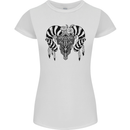 Tribal Bull Skull Buffalo Womens Petite Cut T-Shirt White