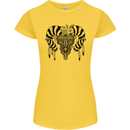 Tribal Bull Skull Buffalo Womens Petite Cut T-Shirt Yellow