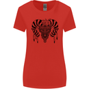 Tribal Bull Skull Buffalo Womens Wider Cut T-Shirt Red