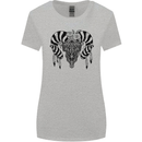 Tribal Bull Skull Buffalo Womens Wider Cut T-Shirt Sports Grey