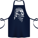 Tribal Viking Skull Cotton Apron 100% Organic Navy Blue