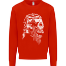 Tribal Viking Skull Kids Sweatshirt Jumper Bright Red