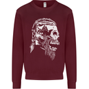 Tribal Viking Skull Kids Sweatshirt Jumper Maroon