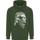 Tribal Viking Skull Mens 80% Cotton Hoodie Forest Green