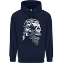 Tribal Viking Skull Mens 80% Cotton Hoodie Navy Blue
