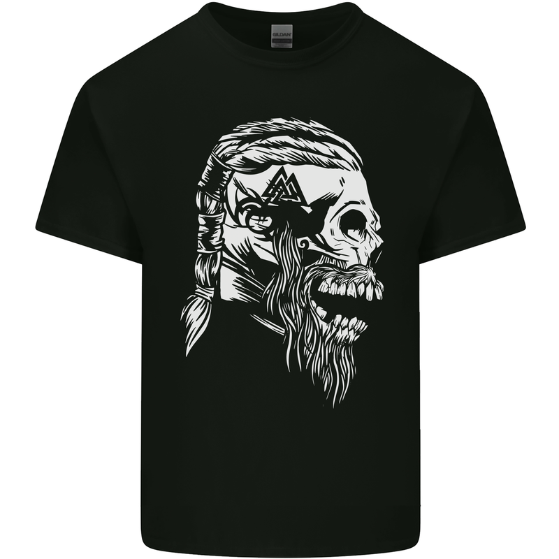 Tribal Viking Skull Mens Cotton T-Shirt Tee Top Black