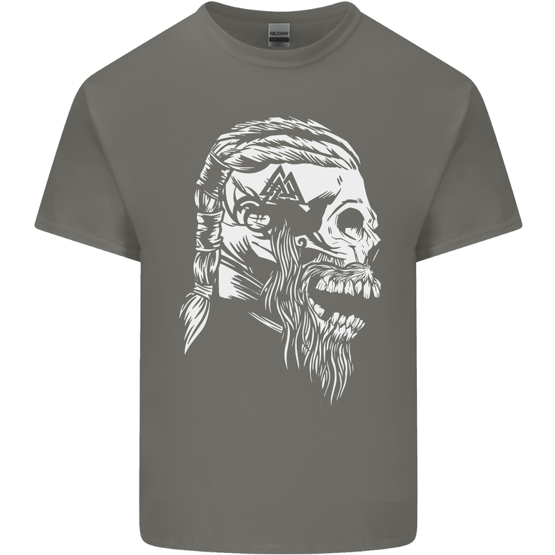 Tribal Viking Skull Mens Cotton T-Shirt Tee Top Charcoal