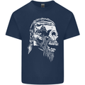 Tribal Viking Skull Mens Cotton T-Shirt Tee Top Navy Blue