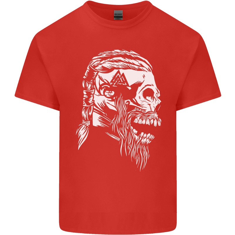 Tribal Viking Skull Mens Cotton T-Shirt Tee Top Red