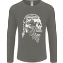 Tribal Viking Skull Mens Long Sleeve T-Shirt Charcoal