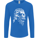 Tribal Viking Skull Mens Long Sleeve T-Shirt Royal Blue